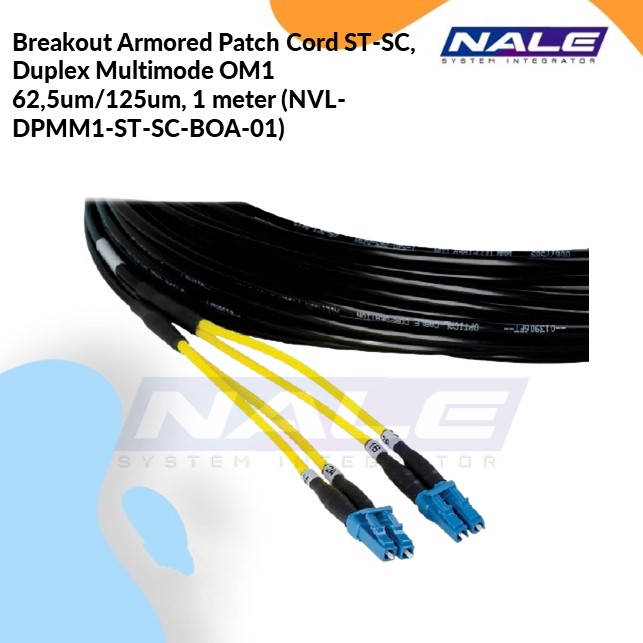 Breakout Armored Patch Cord ST-SC, Duplex Multimode OM1 62,5um/125um, 1 meter (NVL-DPMM1-ST-SC-BOA-01)