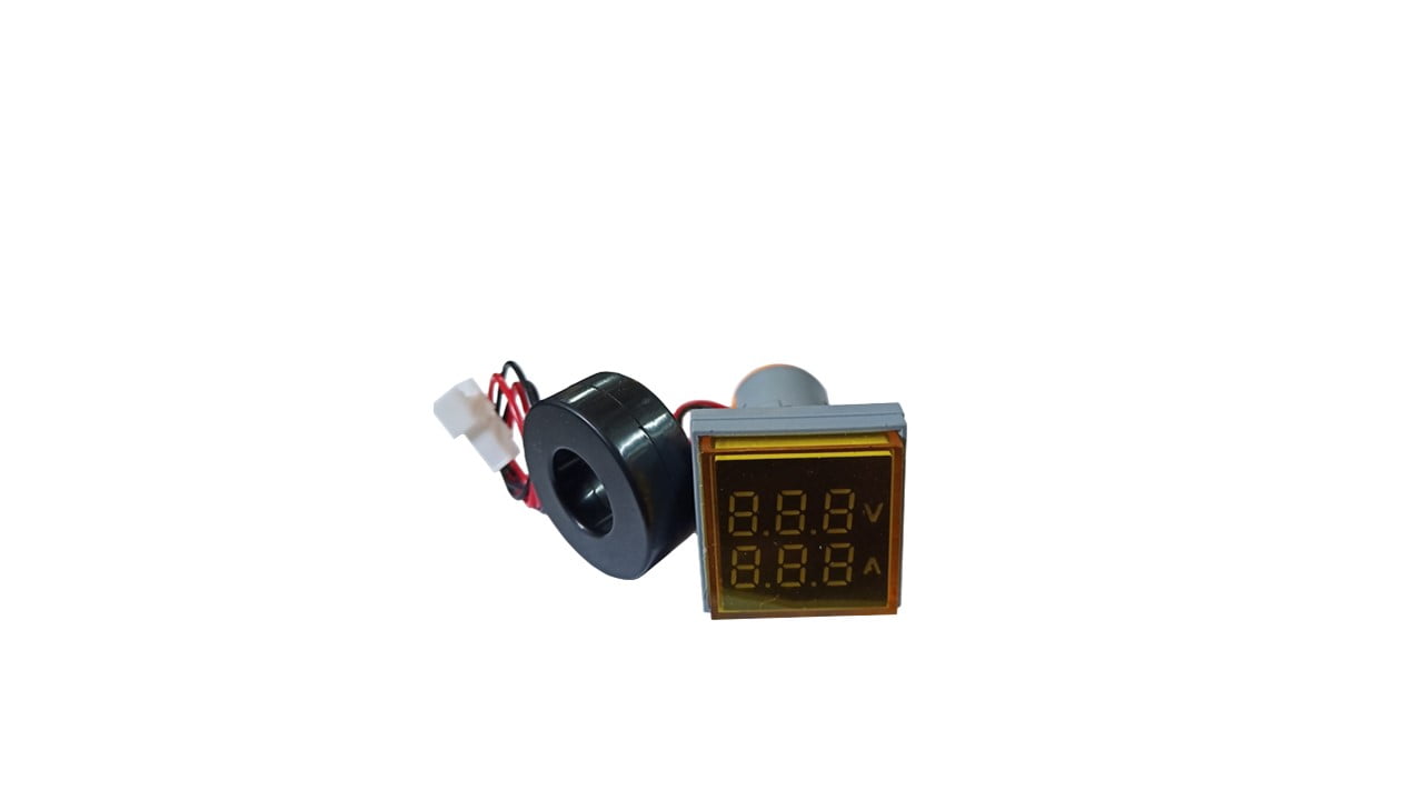 ECLAT PILOT LAMP LED VOLT AMP METER 22MM 0-100A 20-500V SQUARE LED YELLOW INDICATOR