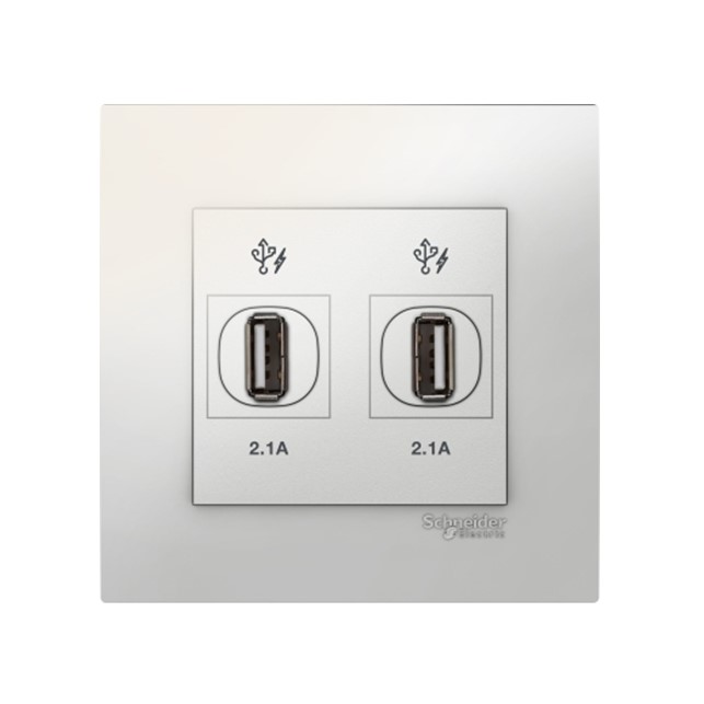 Stop Kontak Schneider Vivace – 2 x 2.1A USB Charger – White